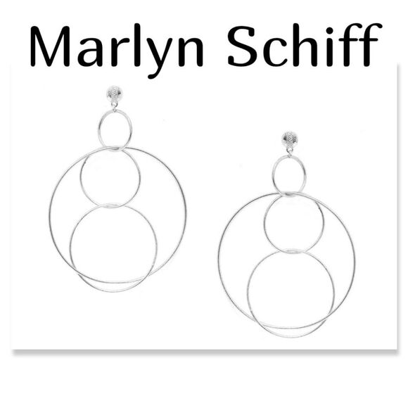 New Marlyn Schiff Drop Statememt Earrings - Silver Toned - Picture 1 of 7